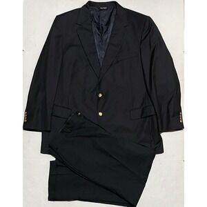 Jos A Bank 48R 40 X 31 Black Wool Portly Mens Jacket Cuffed Pleated Pants Suit